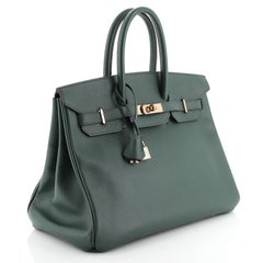 Hermes Birkin Handbag Vert Bengale Ardennes With Gold Hardware 35