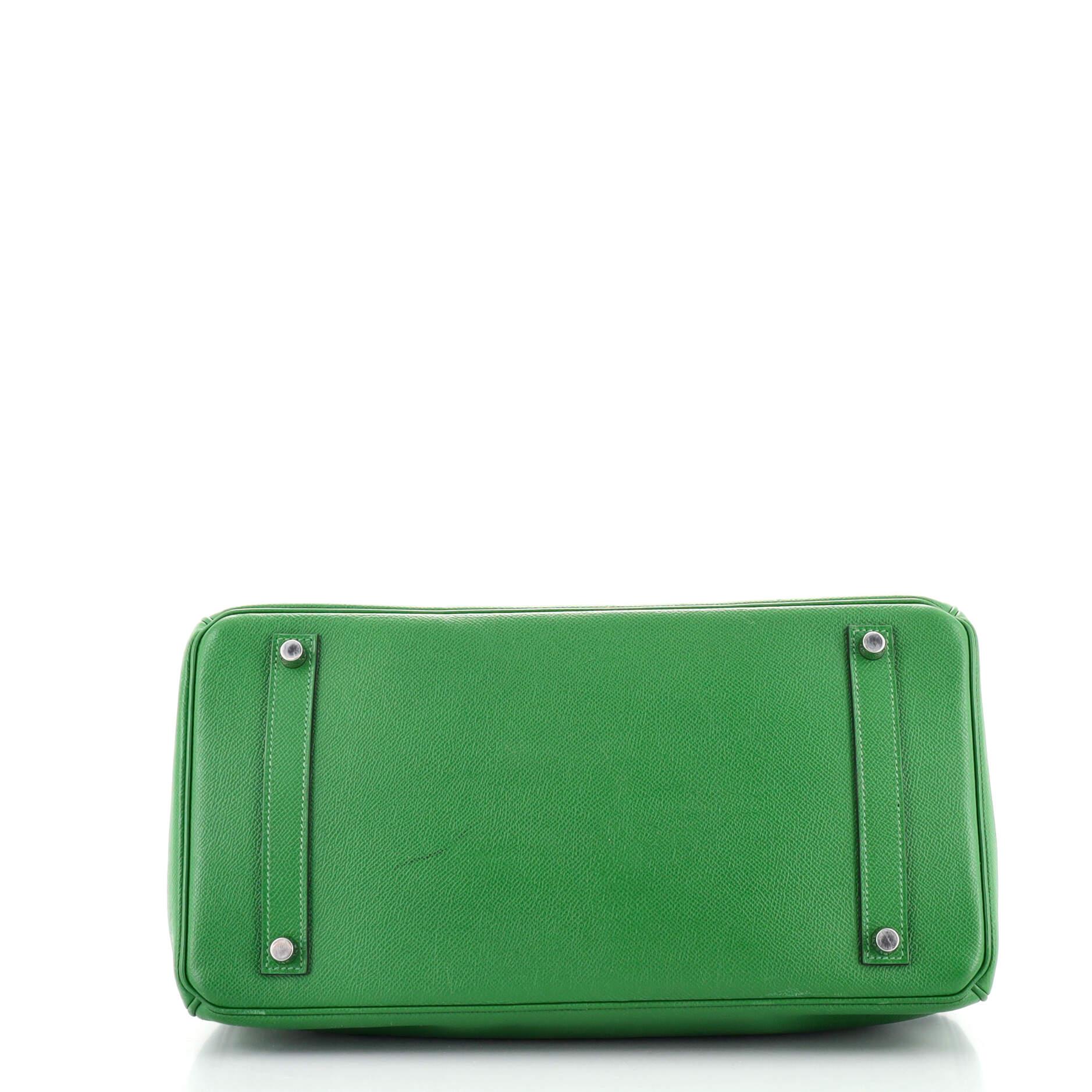 Green Hermes Birkin Handbag Vert Bengale Epsom with Palladium Hardware 35
