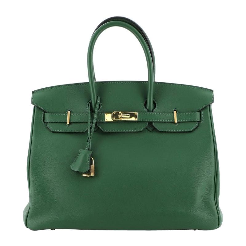  Hermes  Birkin Handbag Vert Bengale Swift with Gold Hardware 35