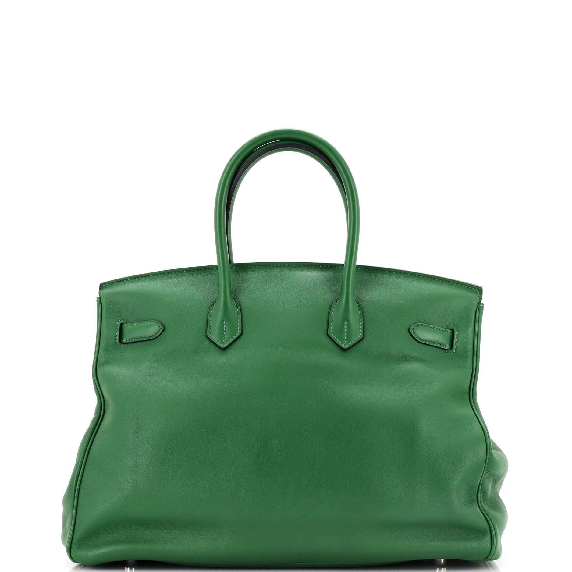 Women's Hermes Birkin Handbag Vert Bengale Swift with Palladium Hardware 35