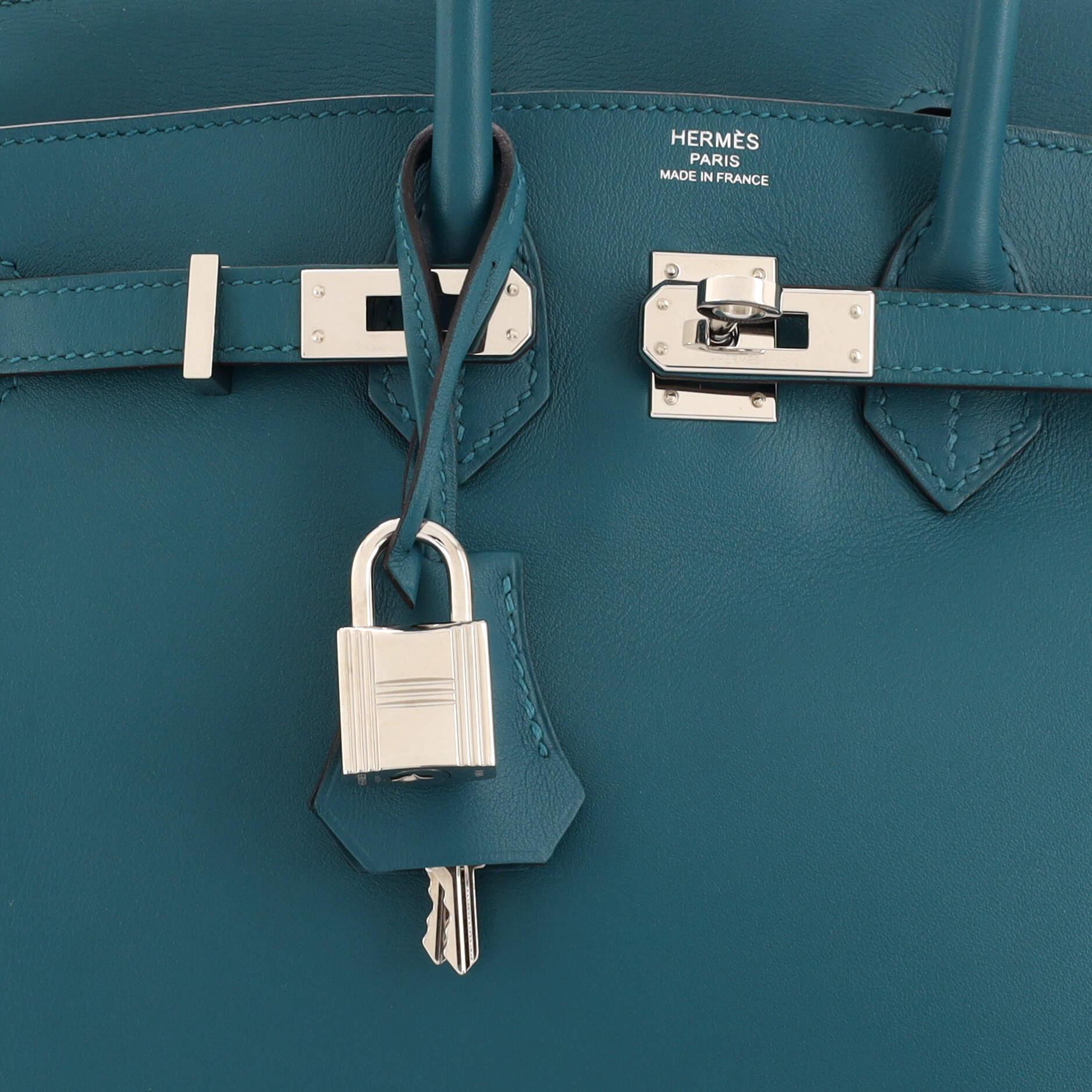 Hermes Birkin Handbag Vert Bosphore Swift with Palladium Hardware 25 3