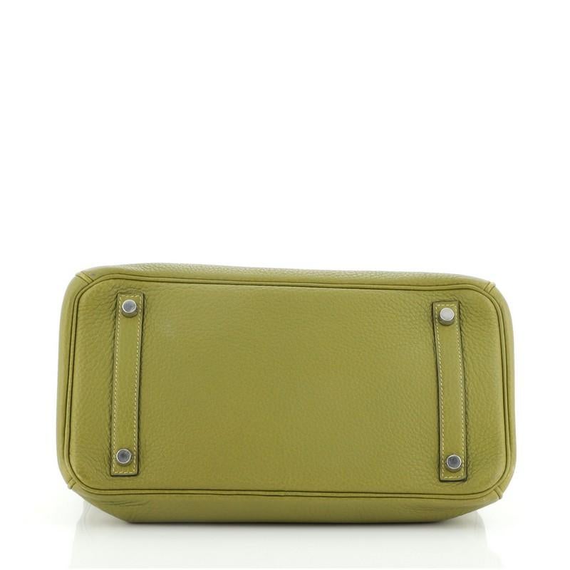 Brown Hermes Birkin Handbag Vert Chartreuse Clemence with Palladium Hardware 30