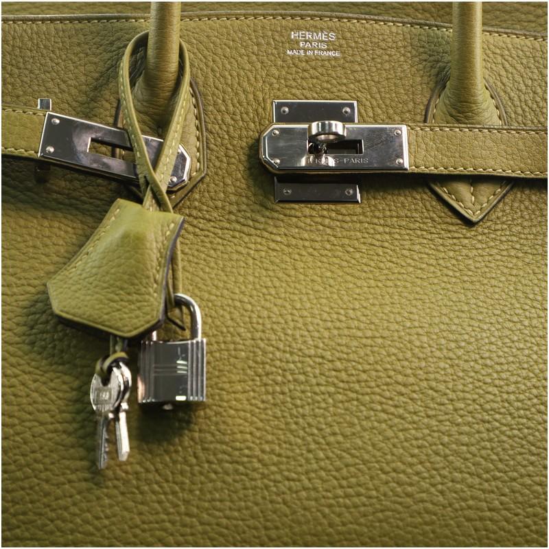 Women's or Men's Hermes Birkin Handbag Vert Chartreuse Clemence with Palladium Hardware 30