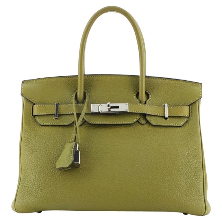 Hermes Birkin Handbag Vert Chartreuse Clemence with Palladium Hardware 30