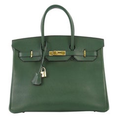 Hermes Birkin Handbag Vert Clair Ardennes with Gold Hardware 35