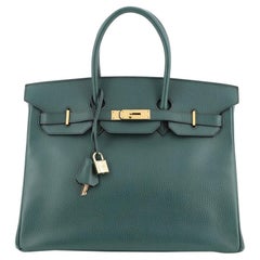Hermes Birkin Handbag Vert Clair Ardennes with Gold Hardware 35