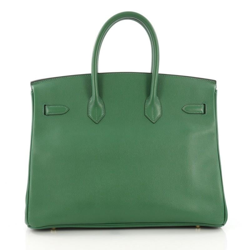 Hermes Birkin Handbag Vert Clair Courchevel with Gold Hardware 35 In Good Condition In NY, NY