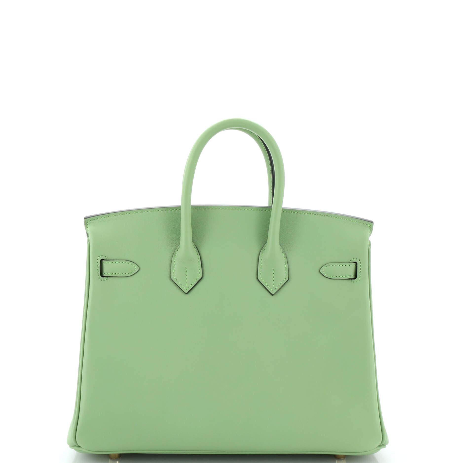 Women's or Men's Hermes Birkin Handbag Vert Criquet Swift with Gold Hardware 25
