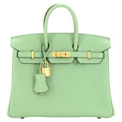 Hermes Birkin Handtasche Vert Criquet Swift mit Gold Hardware 25