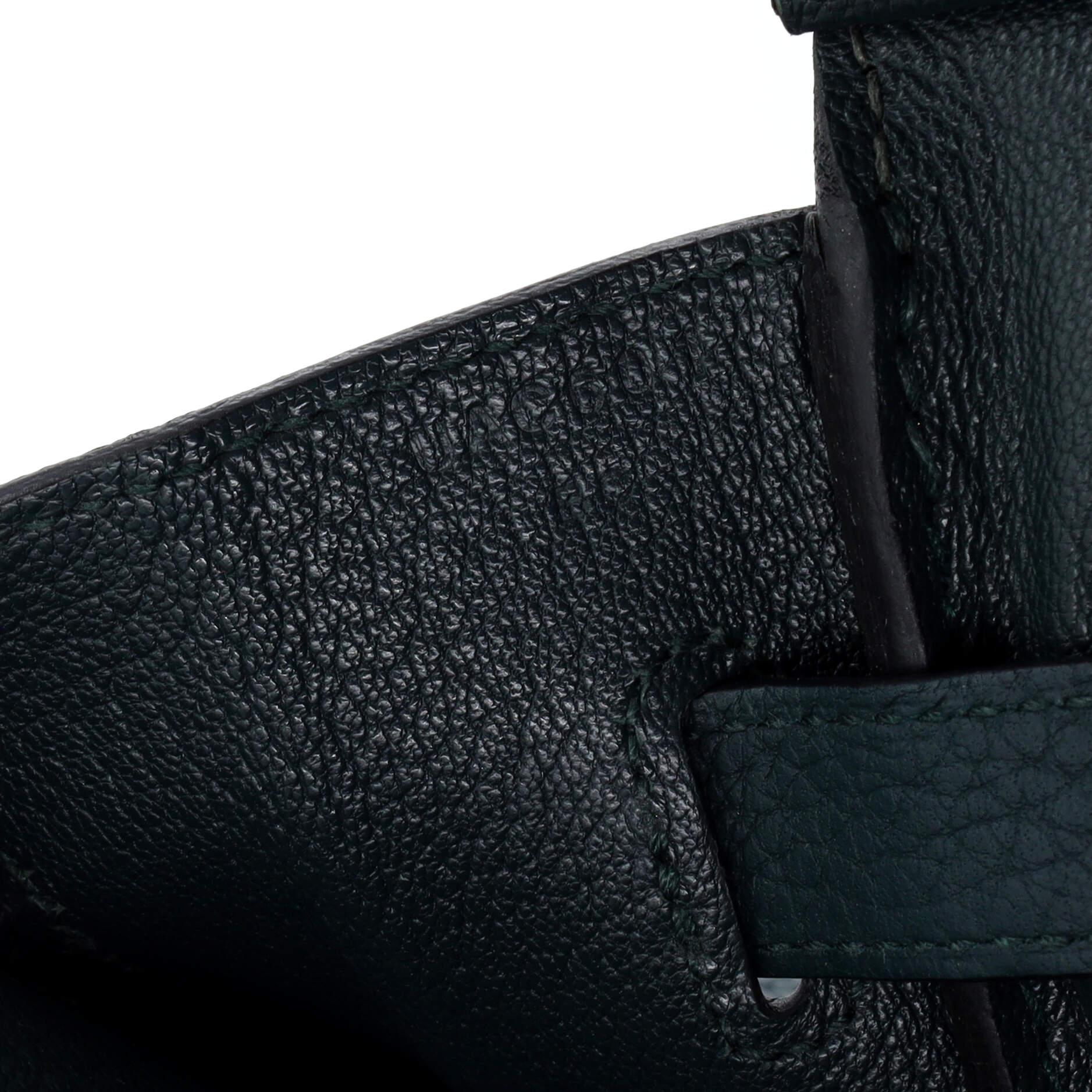 Hermes Birkin Handtasche Vert Cypress Clemence mit Gold Hardware 30 im Angebot 6