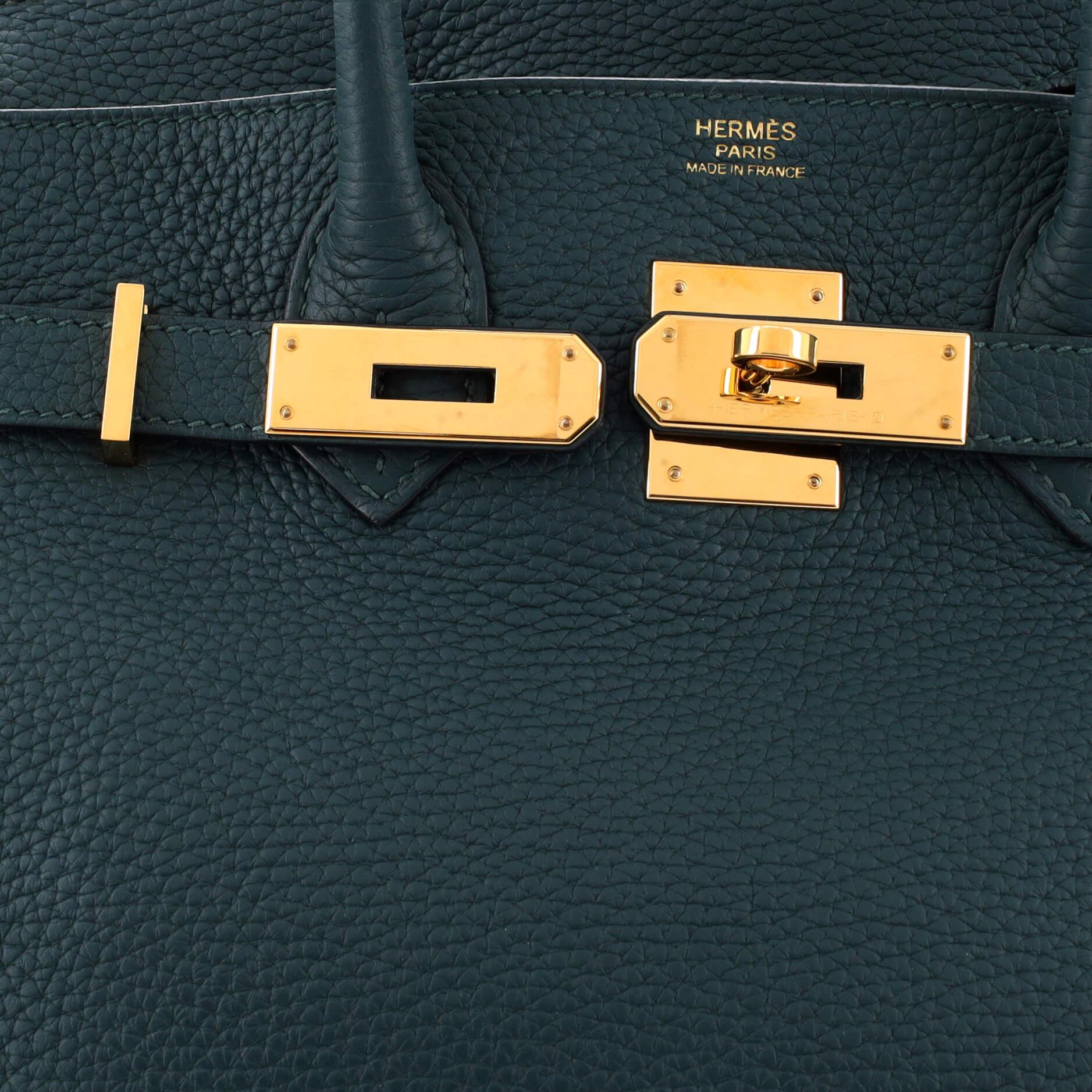 Hermes Birkin Handbag Vert Cypress Clemence with Gold Hardware 30 For Sale 3