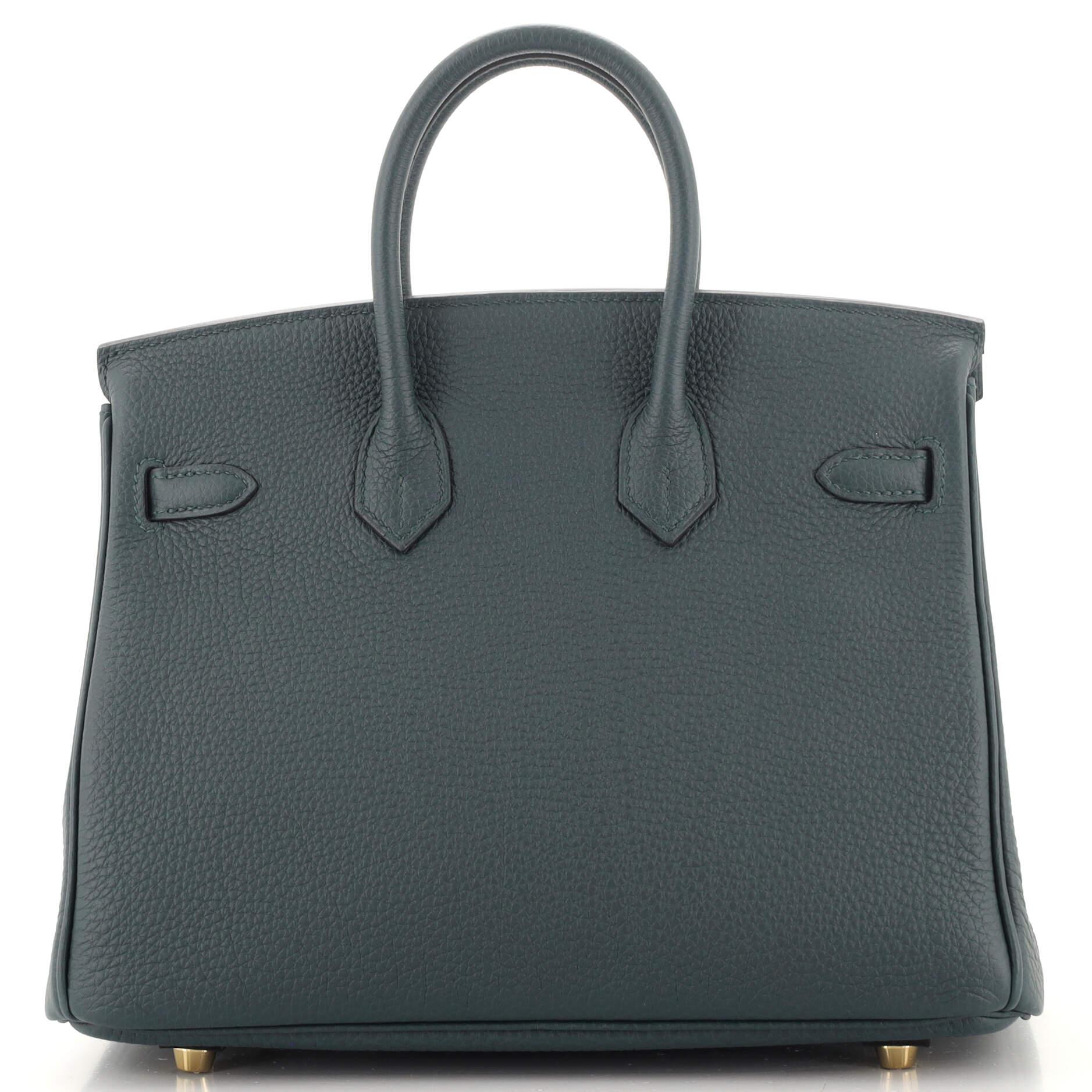 Women's or Men's Hermes Birkin Handbag Vert Cypress Togo with Gold Hardware 25