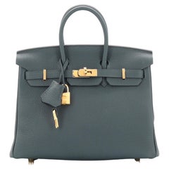 Hermes Birkin Handbag Vert Cypress Togo with Gold Hardware 25