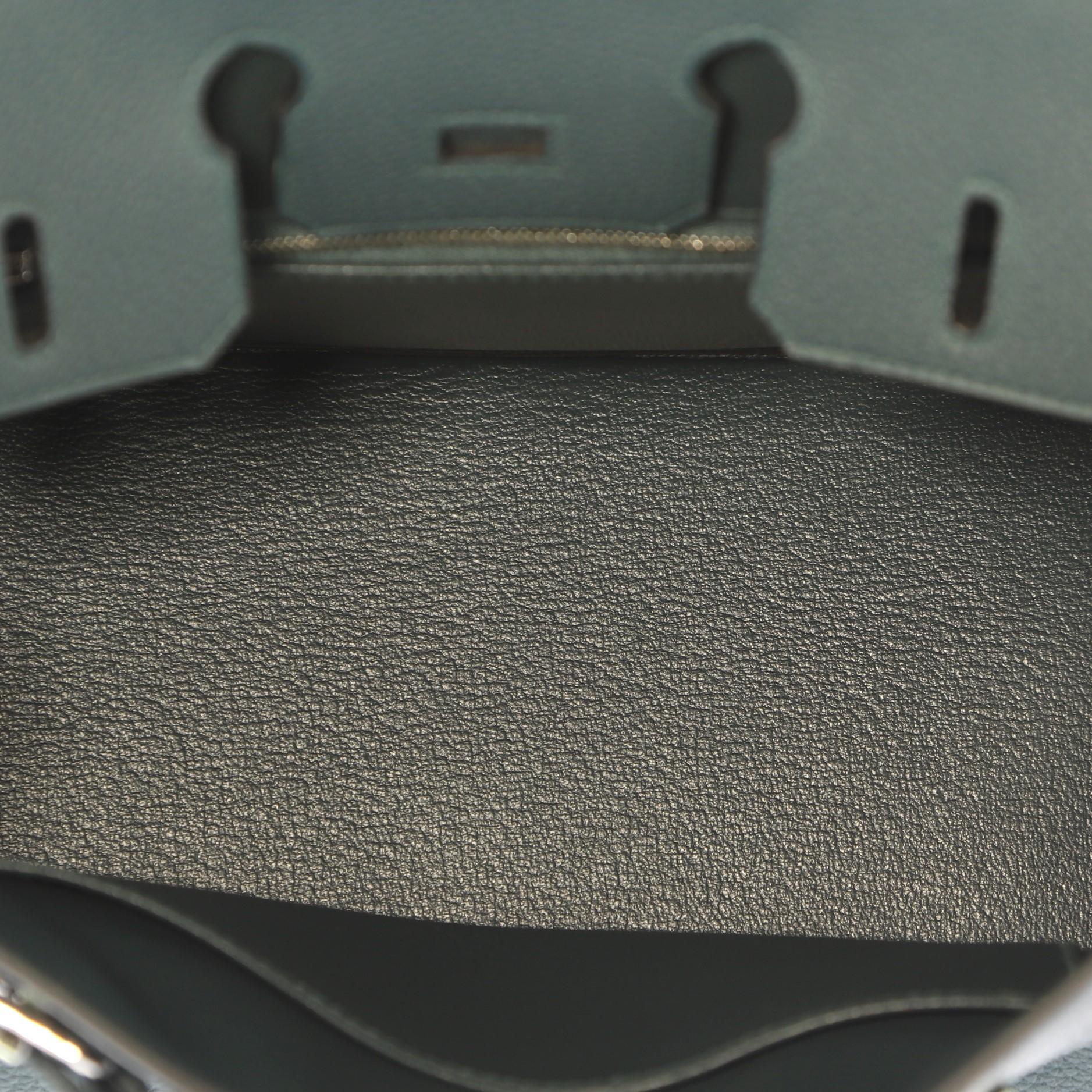 Black Hermes Birkin Handbag Vert Cypress Togo with Palladium Hardware 25