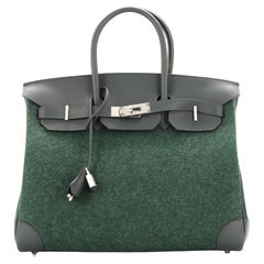 Hermes Birkin Handbag Vert Foncé Feutre Wool and Swift with Palladium Hardware 