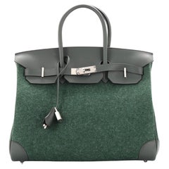 Hermes Birkin Handbag Vert Foncé Feutre Wool and Swift with Palladium Hardware