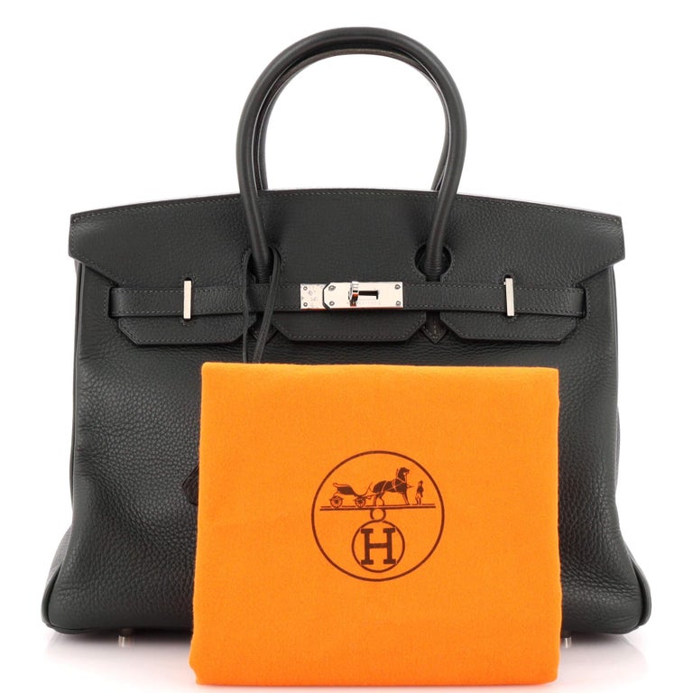 Hermes Birkin Handbag Vert Foncé Togo with Palladium Hardware 35 at 1stDibs