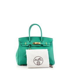 Hermes Birkin Handbag Vert Menthe Clemence with Gold Hardware 30