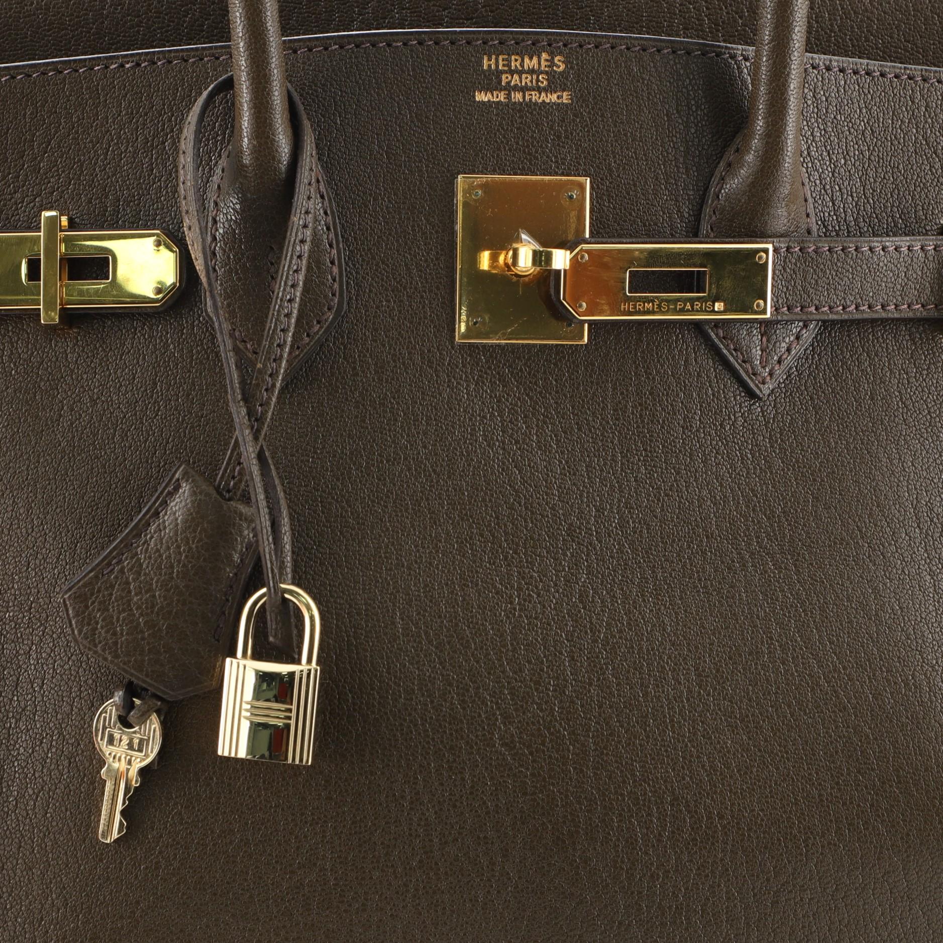 Hermes Birkin Handbag Vert Olive Chevre de Coromandel with Gold Hardware 35 3