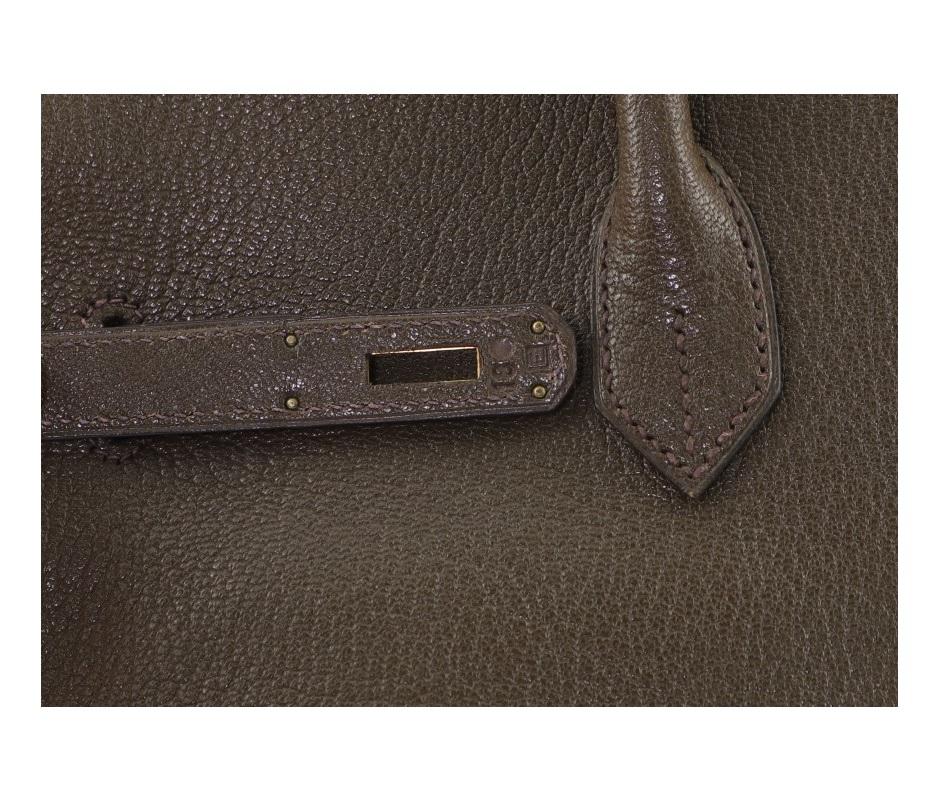 Hermes Birkin Handbag Vert Olive Chevre de Coromandel with Gold Hardware 35 4
