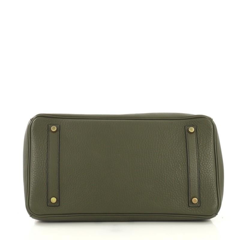 Black Hermes Birkin Handbag Vert Olive Clemence with Gold Hardware 35