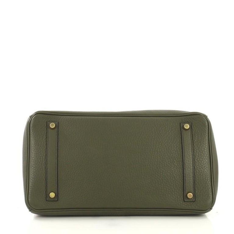 Hermes Birkin Handbag Vert Olive Clemence with Gold Hardware 35 at