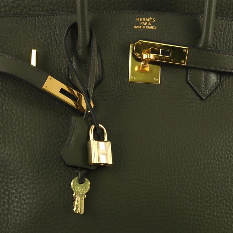 Women's or Men's Hermes Birkin Handbag Vert Olive Clemence with Gold Hardware 35