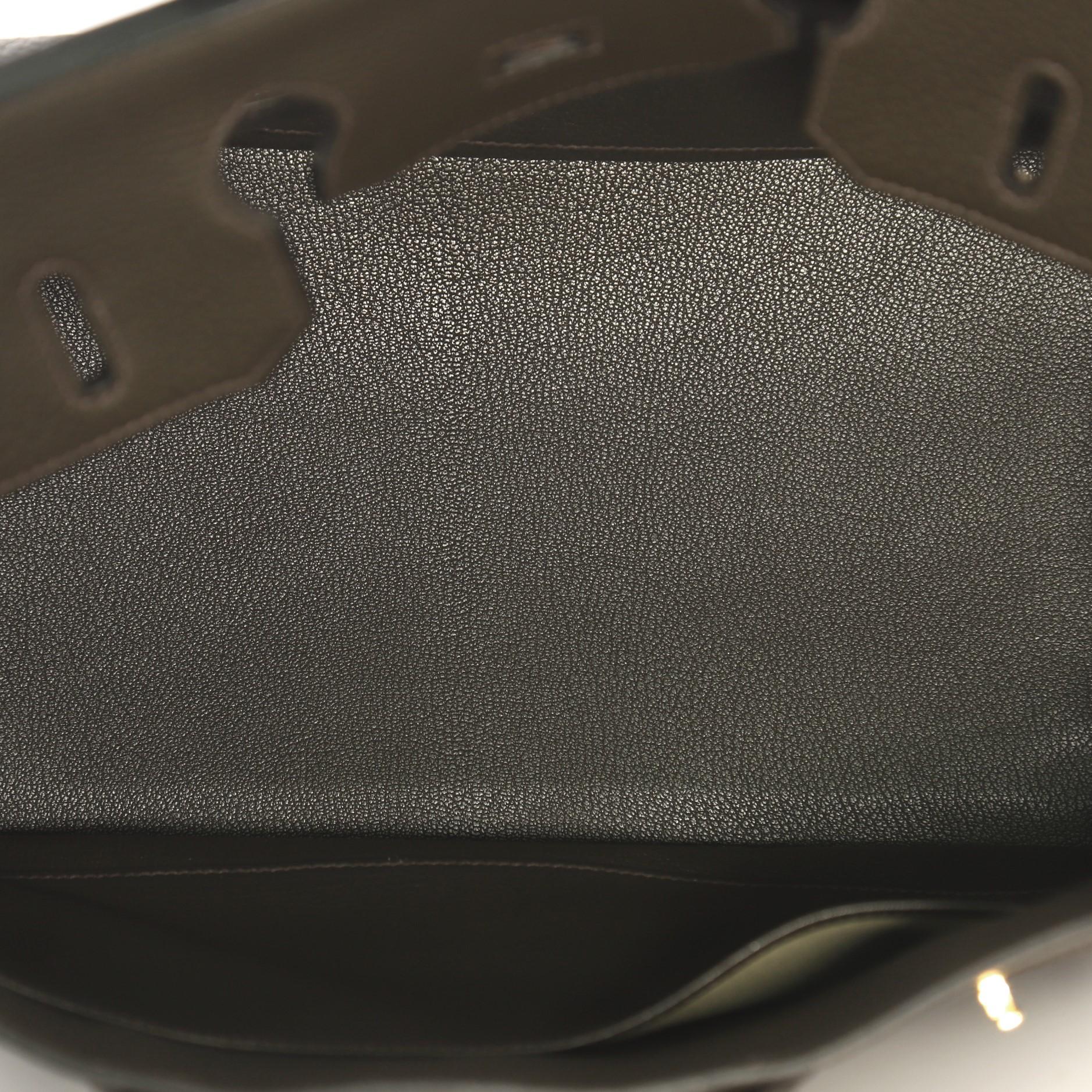 Black Hermes Birkin Handbag Vert Olive Clemence with Gold Hardware 35