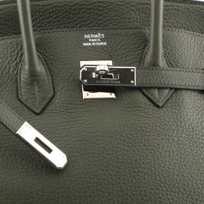 Women's or Men's Hermes Birkin Handbag Vert Olive Clemence with Palladium Hardware 35