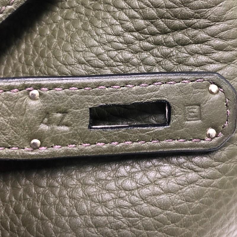 Hermes Birkin Handbag Vert Olive Clemence with Palladium Hardware 35 3