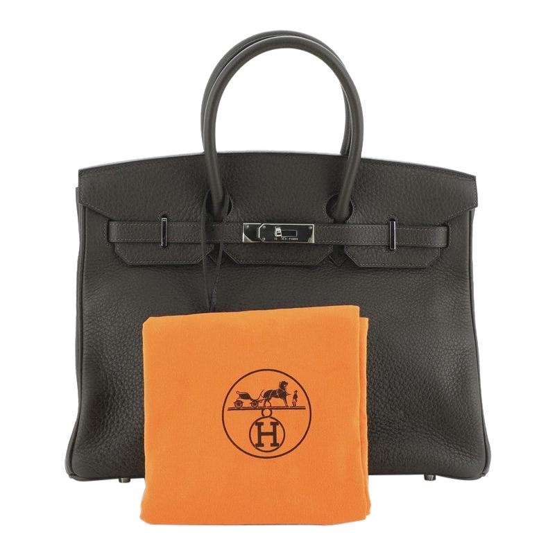 Hermes Birkin Handbag Vert Olive Clemence with Palladium Hardware 35