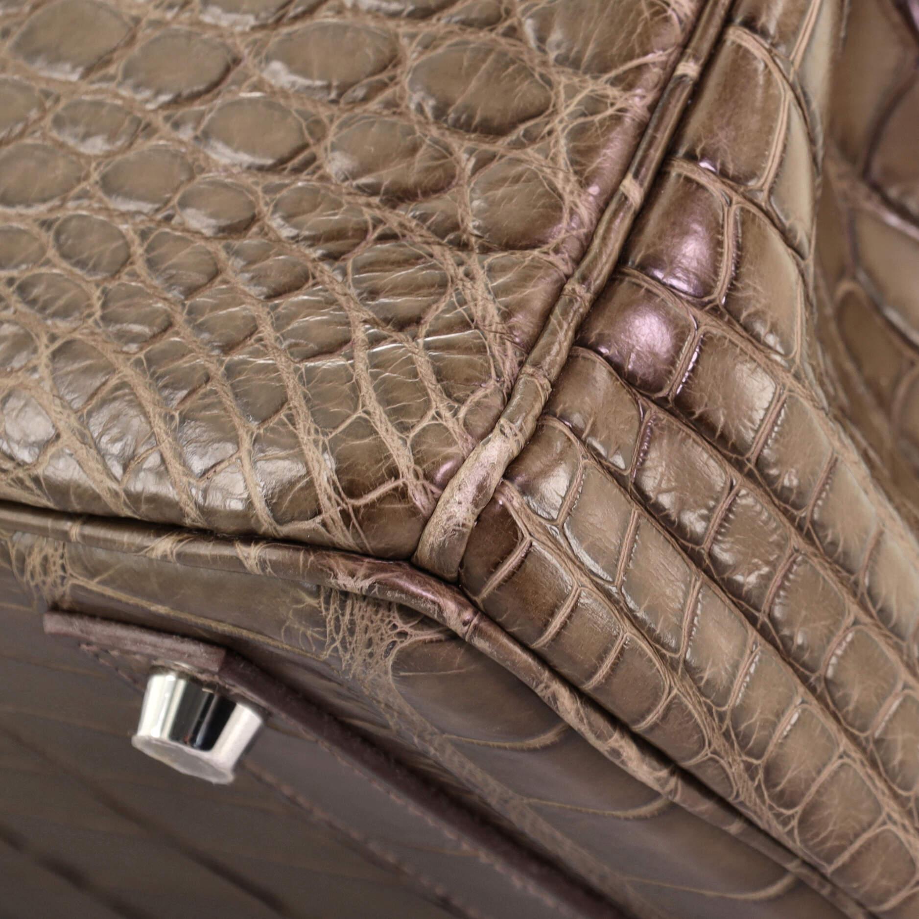Hermes Birkin Handbag Vert Olive Matte Alligator with Palladium Hardware 40 3