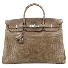 Hermes Birkin Handbag Vert Olive Matte Alligator with Palladium Hardware 40