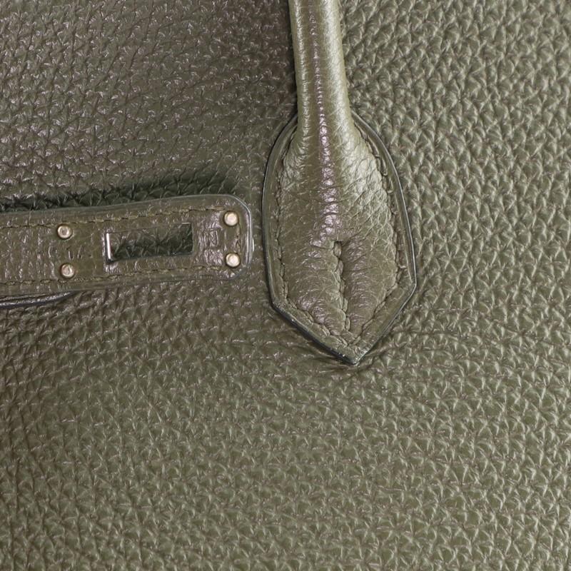 Women's or Men's Hermes Birkin Handbag Vert Olive Togo with Palladium Hardware 25
