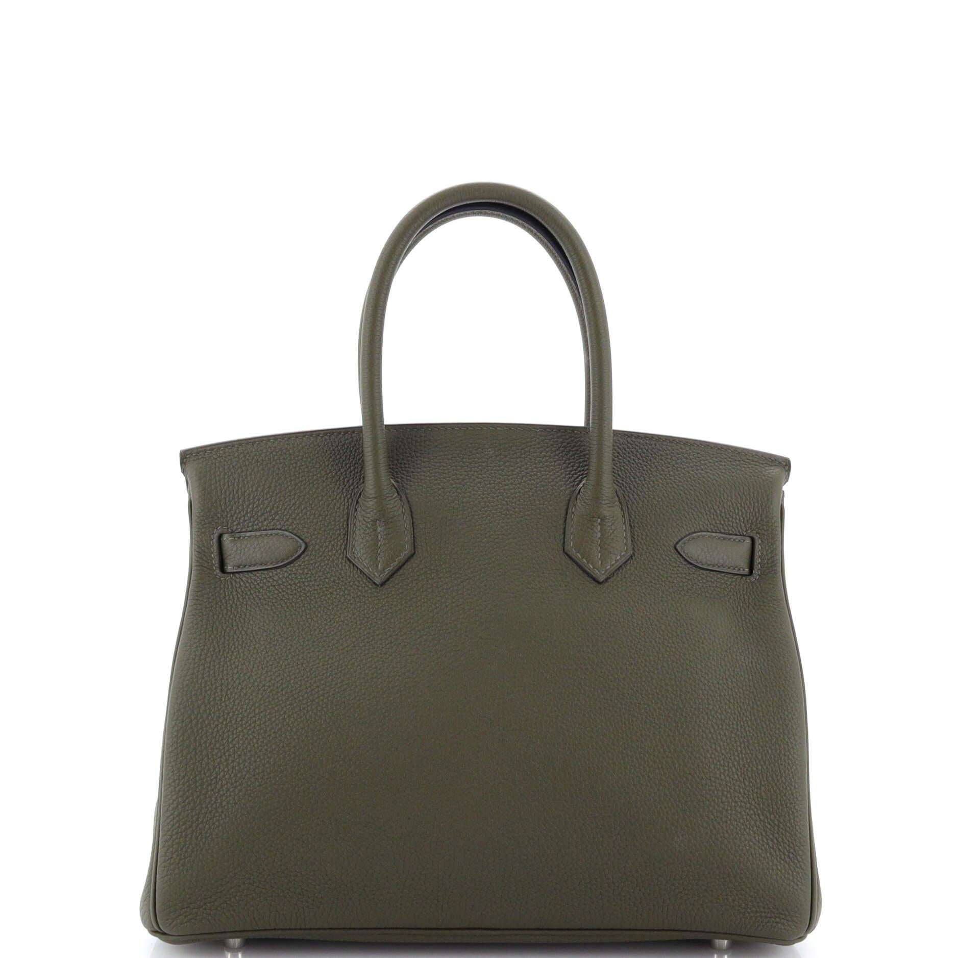 Women's Hermes Birkin Handbag Vert Olive Togo with Palladium Hardware 30