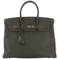  Hermes Birkin Handbag Vert Olive Togo with Palladium Hardware 35