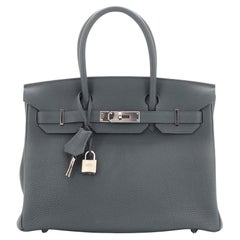 Hermes Birkin Handbag Vert Rosseau Togo with Palladium Hardware 30