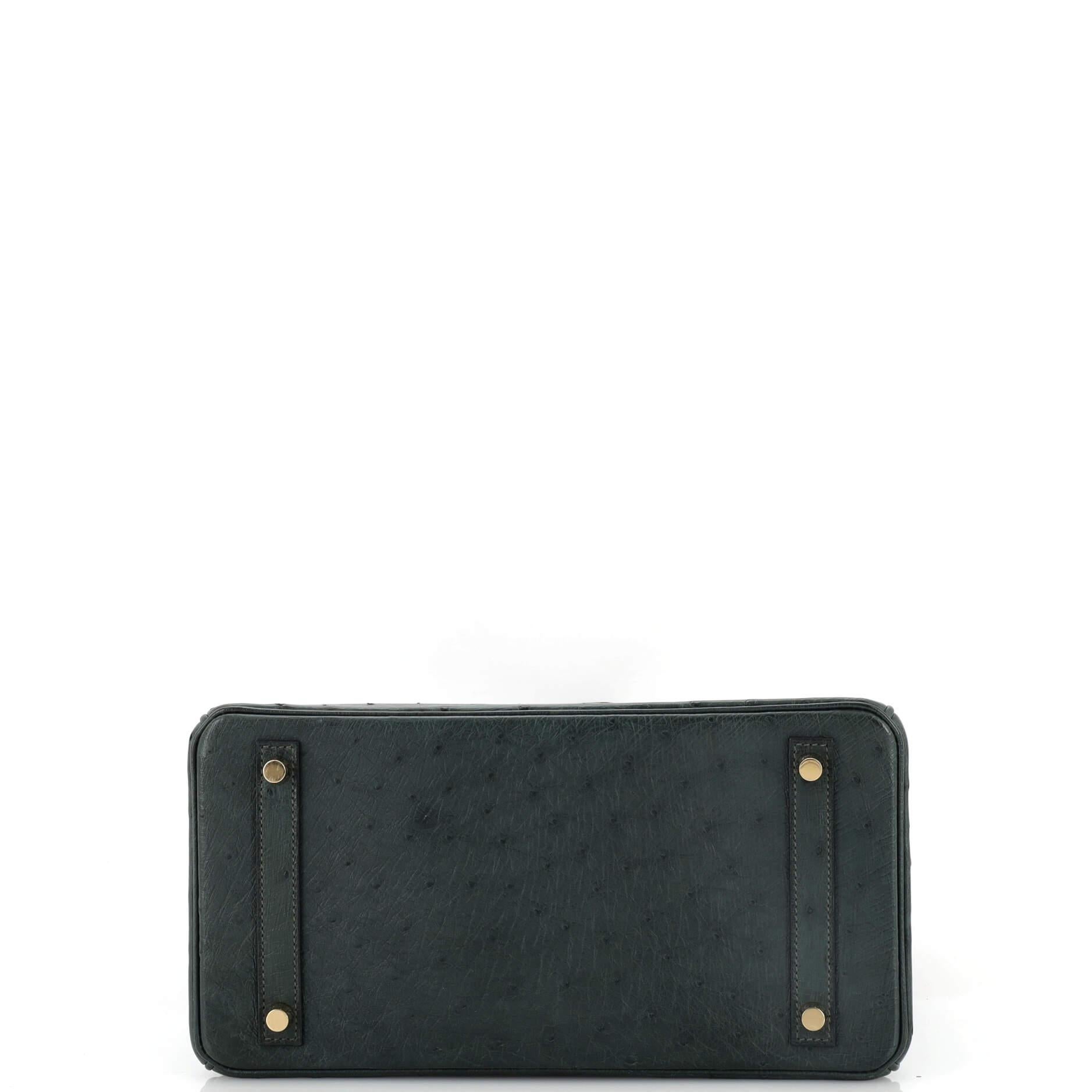 Women's or Men's Hermes Birkin Handbag Vert Titien Ostrich with Gold Hardware 30