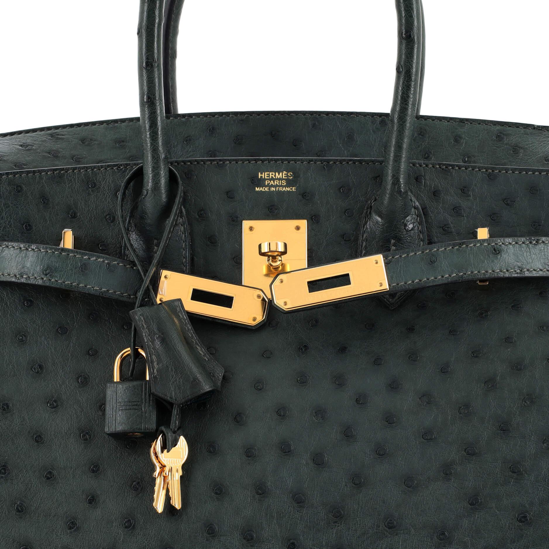 Hermes Birkin Handbag Vert Titien Ostrich with Gold Hardware 30 2