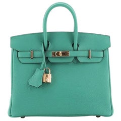 Hermes Birkin Handbag Vert Verone Togo With Gold Hardware 25 