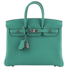 Hermes Birkin Handbag Vert Verone Togo With Palladium Hardware 25 