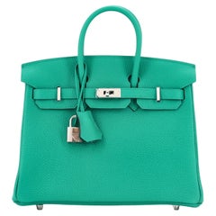 Hermes Birkin Handbag Vert Verone Togo with Palladium Hardware 25