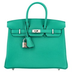 Hermes Birkin Handbag Vert Verone Togo with Palladium Hardware 25