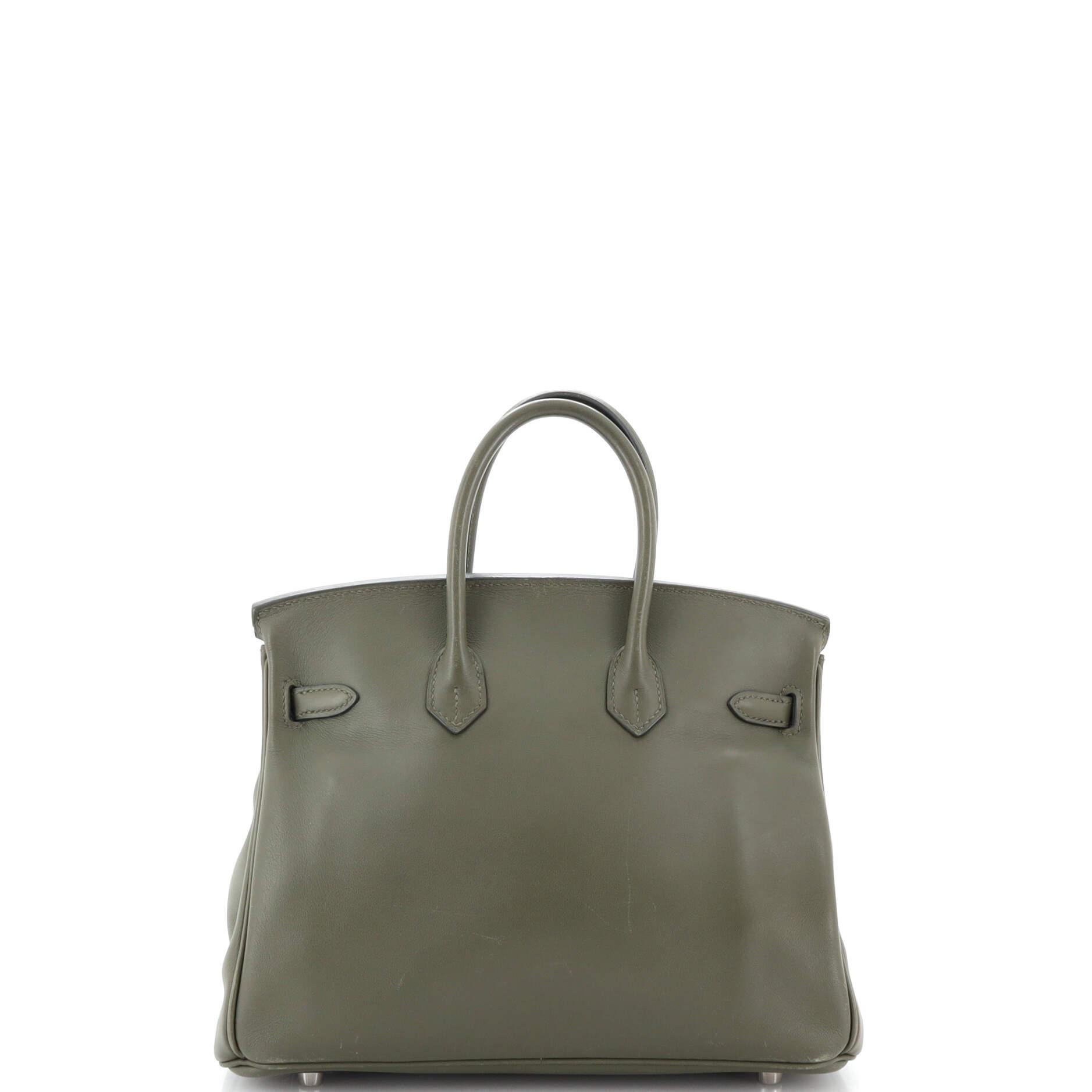 Women's Hermes Birkin Handbag Vert Veronese Swift with Palladium Hardware 25 For Sale