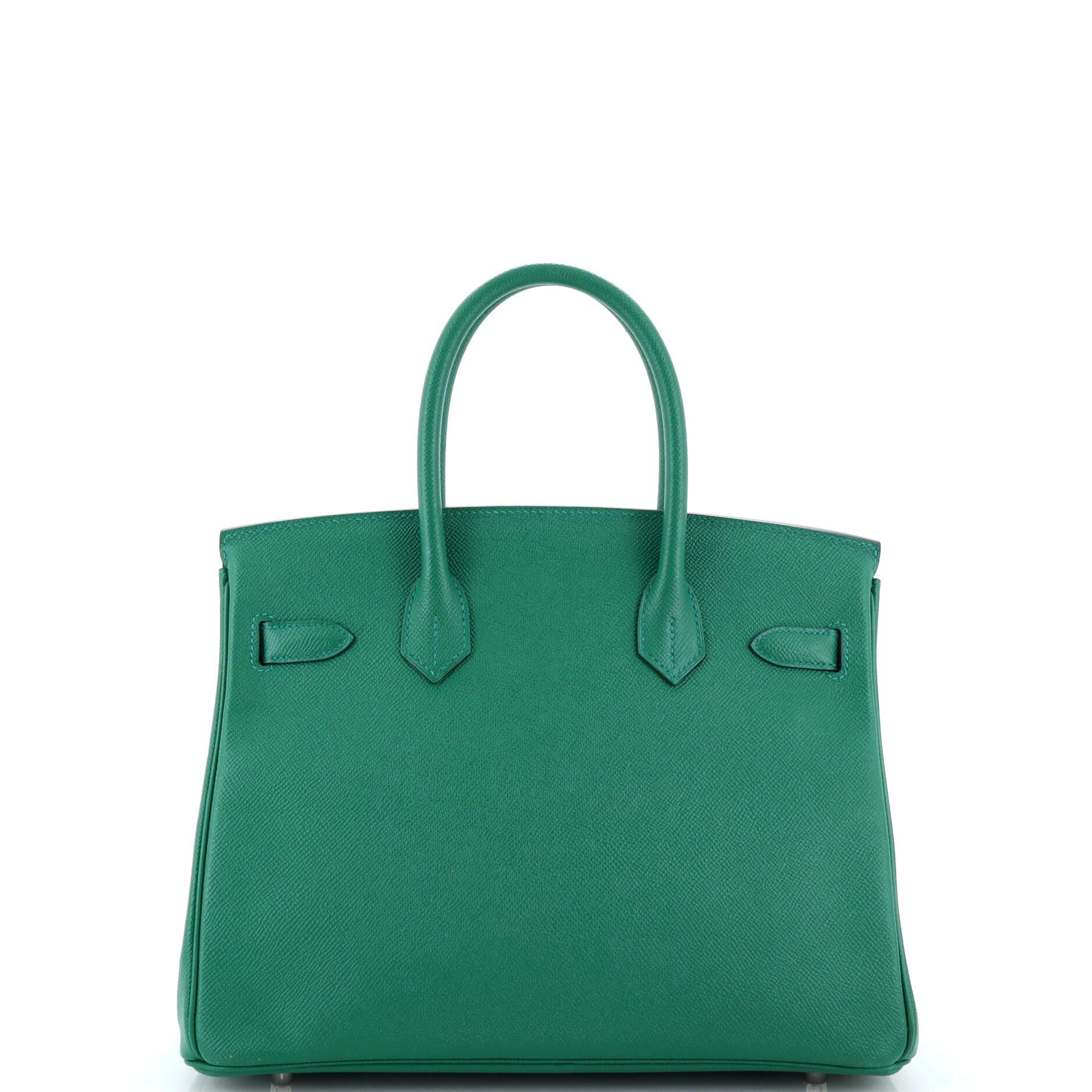 Women's Hermes Birkin Handbag Vert Vertigo Epsom with Palladium Hardware 30