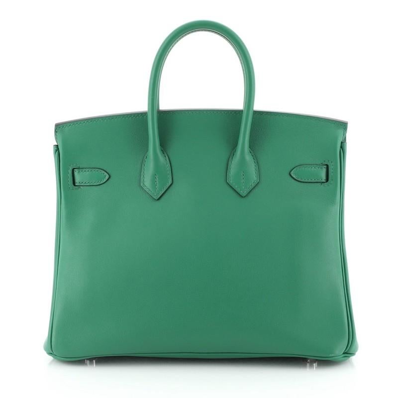 Blue Hermes Birkin Handbag Vert Vertigo Swift With Palladium Hardware 25 