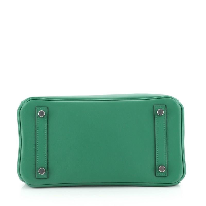 Hermes Birkin Handbag Vert Vertigo Swift With Palladium Hardware 25  In Good Condition In NY, NY