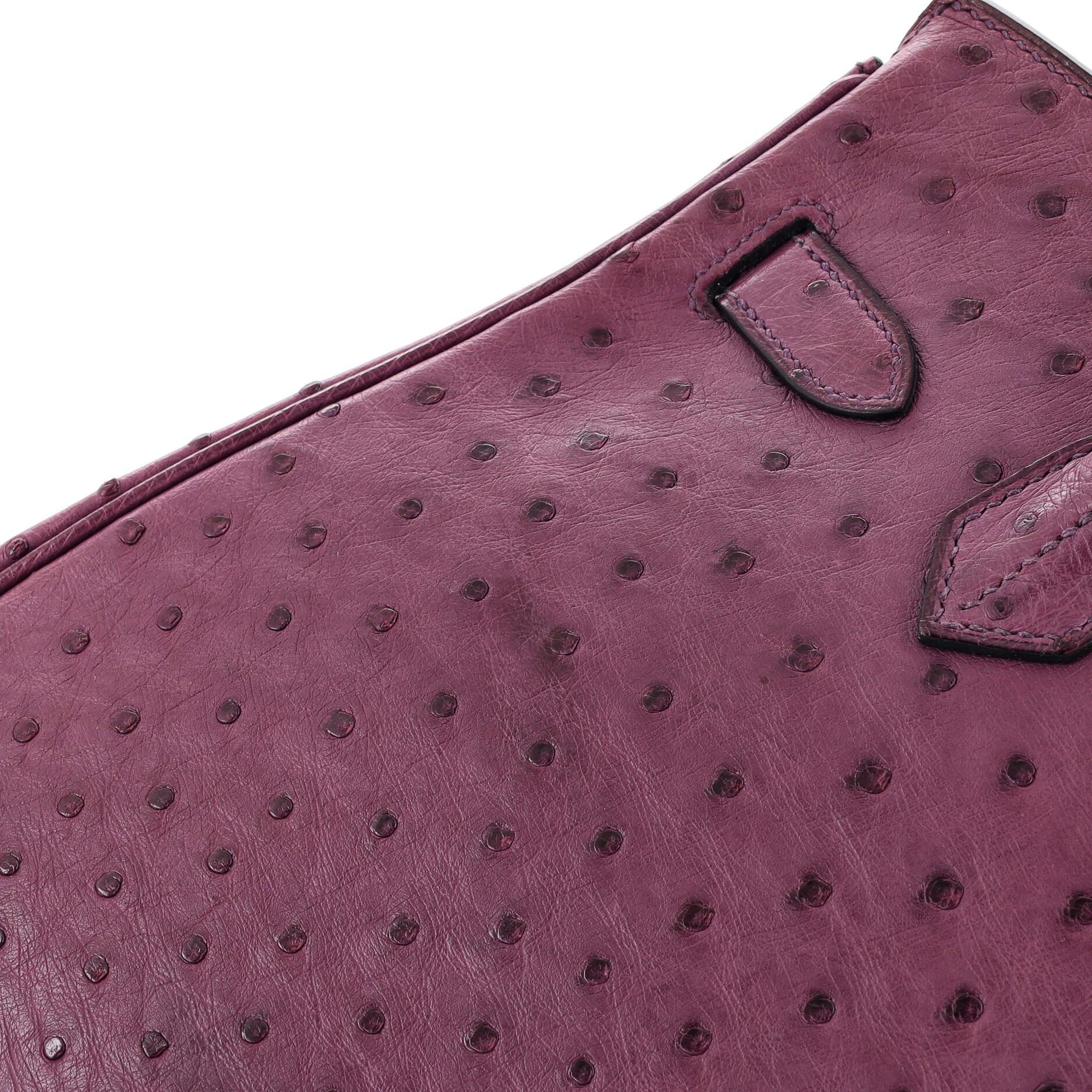 Hermes Birkin Handbag Violet Ostrich with Palladium Hardware 30 6