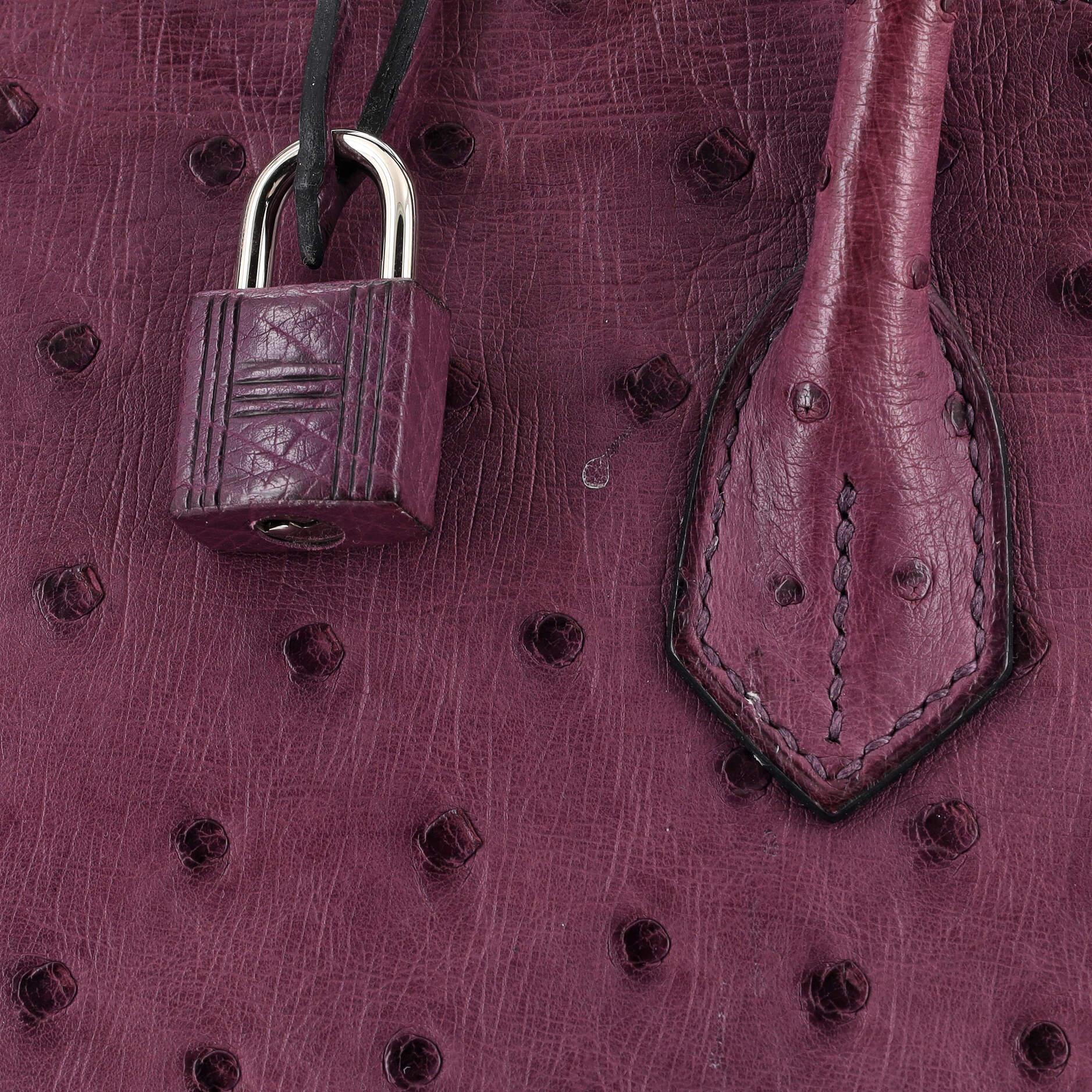 Hermes Birkin Handbag Violet Ostrich with Palladium Hardware 30 7