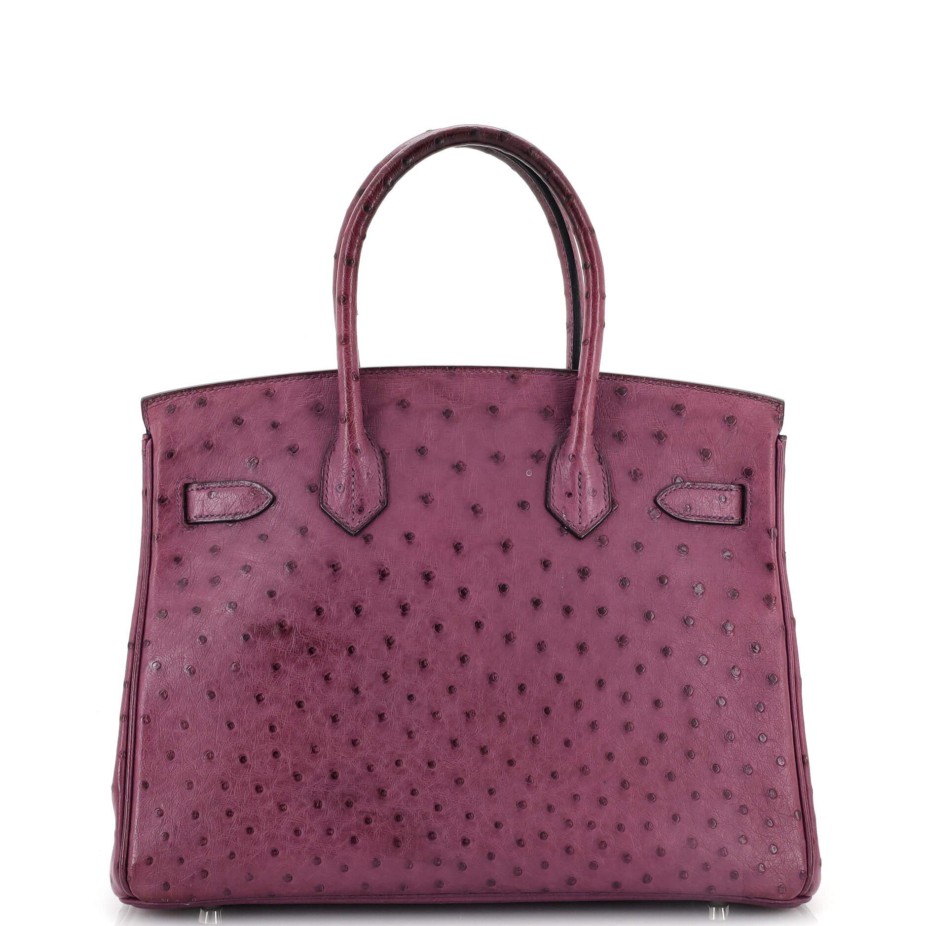 Women's or Men's Hermes Birkin Handbag Violet Ostrich with Palladium Hardware 30